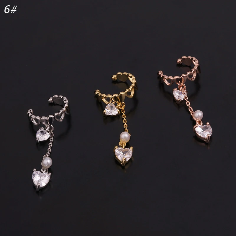 

1pc CZ Flower Ear Clip Piercing Earrings for Women Pierceless Fake Nose Ring Ear Cuff Conch Tragus Helix Cartilage Body Jewelry