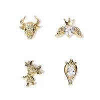 3d charms golden jewelry crystal nail art decoration cow pearl flowers rhinestones for nails diy manicure accessories