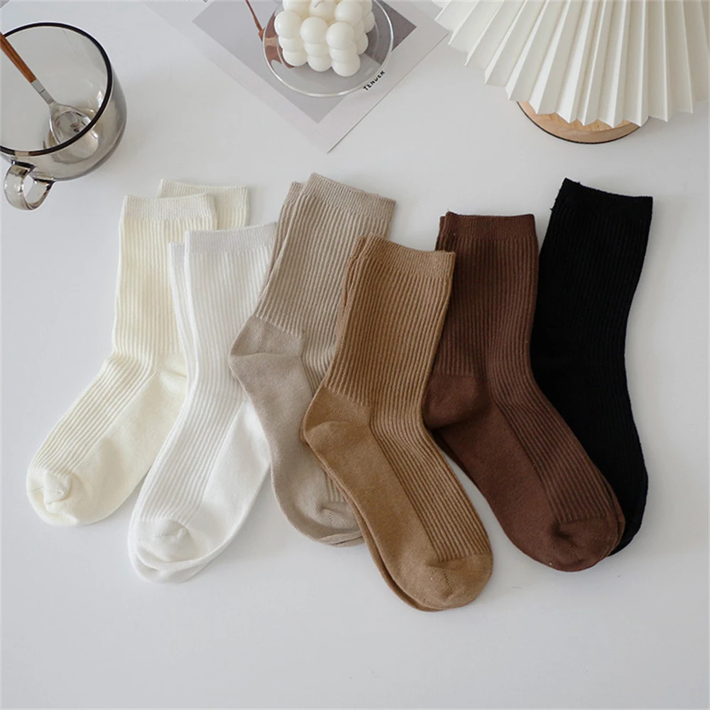 

Носки женские хлопковые в японском стиле, базовые спортивные в стиле «Хэппи лолита», в стиле Харадзюку, черные белые