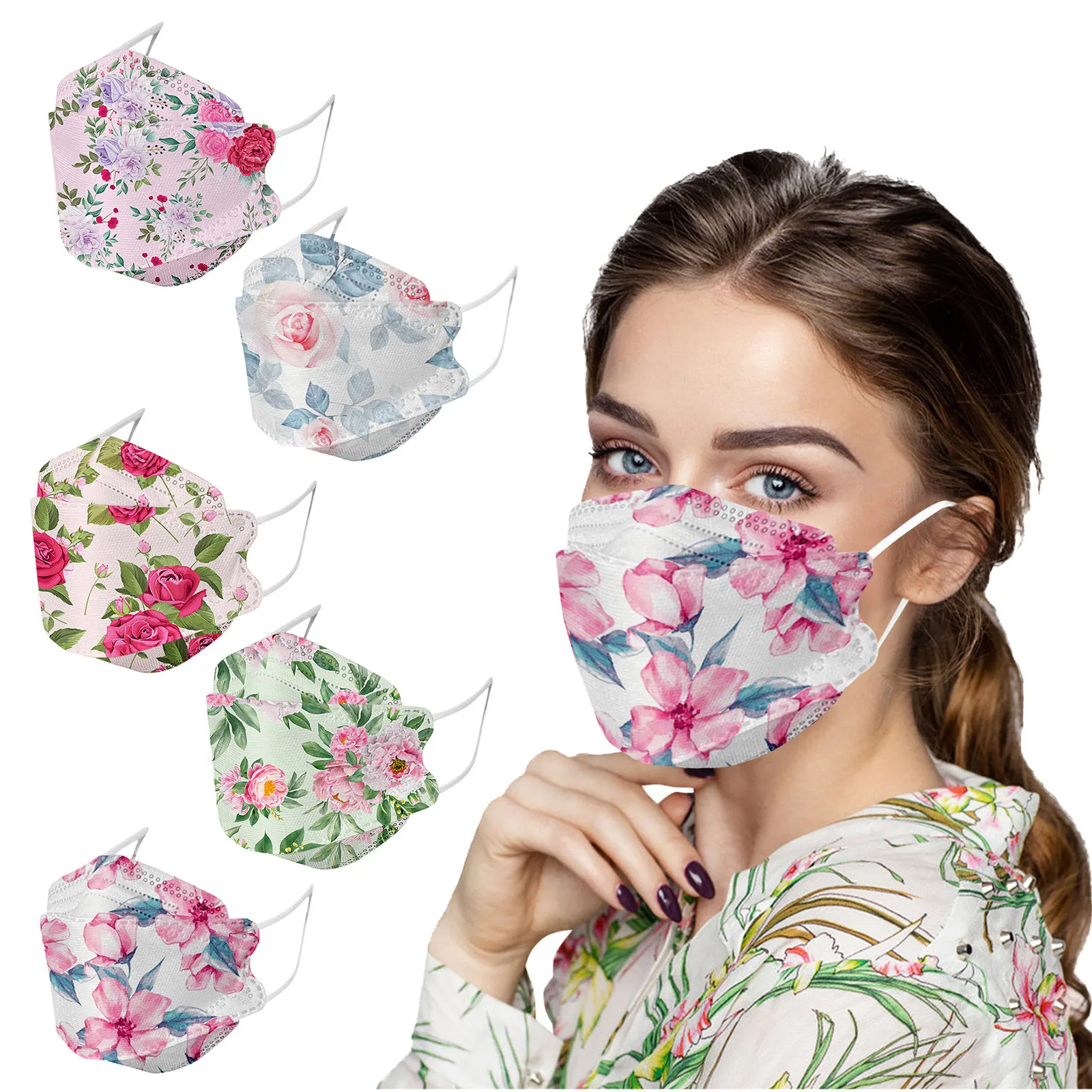 Маски для взрослых 5 шт. маски рыб ежедневный цветочный принт 4 слойная 94%