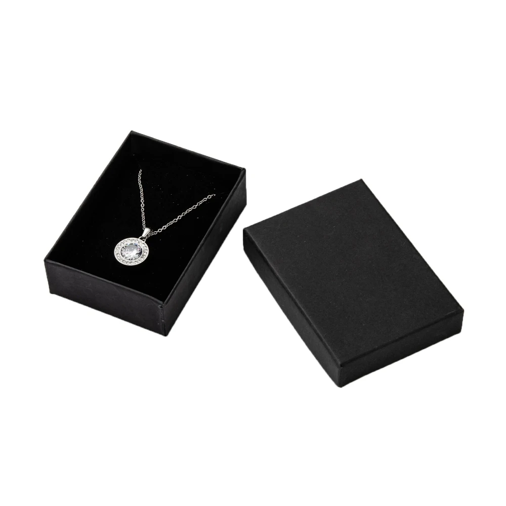 

60 PCS Cardboard Jewelry Set Boxes For Necklaces Earrings and Rings with Sponge inside Rectangle Black 9x6.5x2.8cm