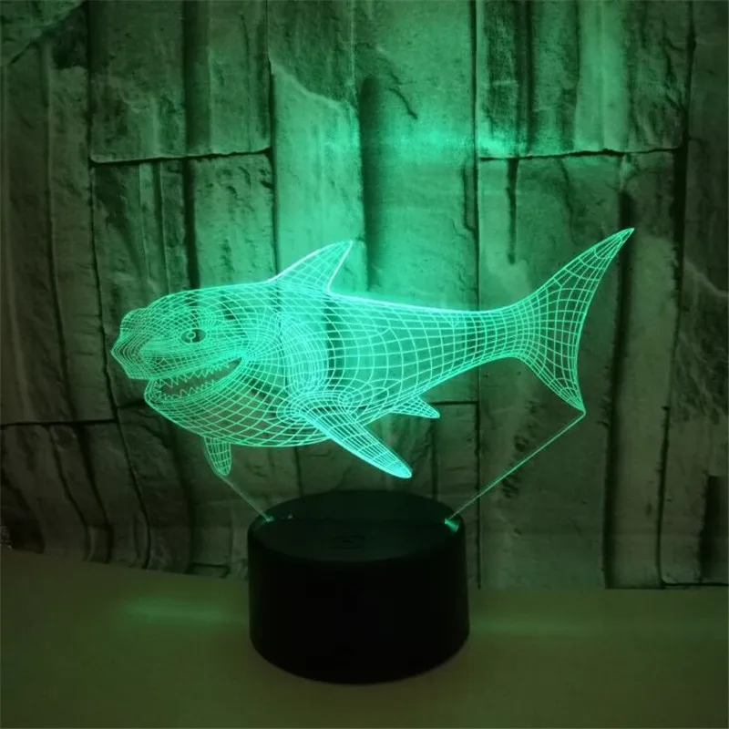 

Shark Night Light 3D LED Colorful RGB Desk Table Lamp Bedroom Bedside Creative Decor Lamparas Kids Gift Home Decoration Lighting