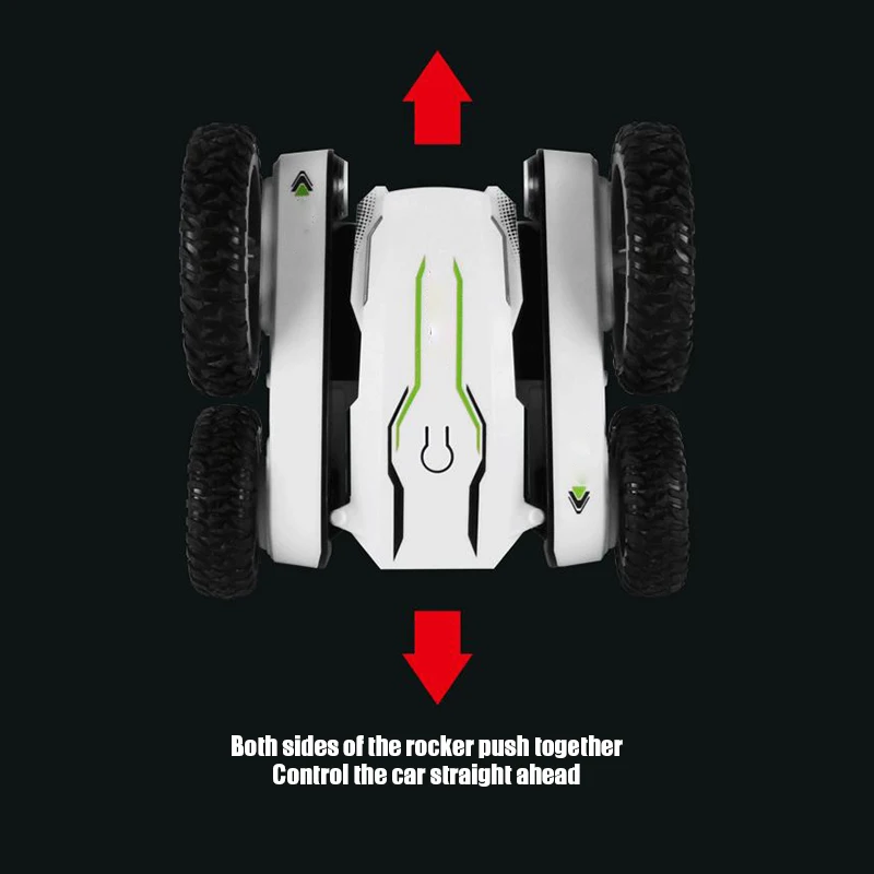 

Newly 2.4Ghz Rechargeable Remote Control Stunt Car Double-side Rotating Mini Electric Deformation Car with Light 360 Rotating