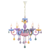 modern nordic rainbow crystal chandelier european candle for childrens room kids room girls princess bedroom home decor