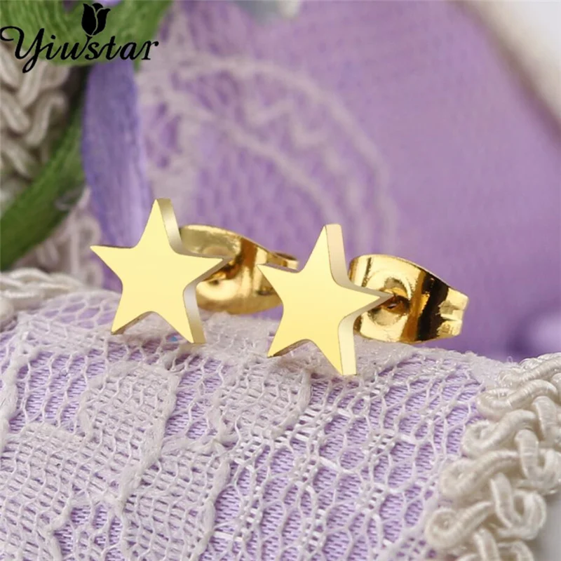 Yiustar модные серьги в форме звезды Корейском стиле Золотая Сережка гвоздик из