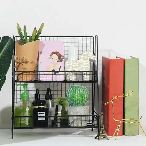 

2 Tiers Kitchen Bathroom Countertop Shelf Corner Storage Rack Organizer Metal