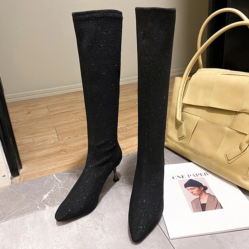

New 2022 Women's Thin Pedicure Thin Heeled Super High Heels Pointed Liang Over-the-Knee Boots Goth Boots Ankel Boots for Women