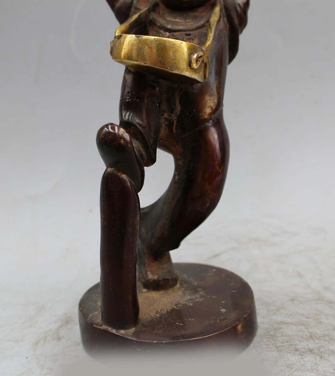 803++++++8&quotChina Chinese Folk Art Bronze Gild Lucky Boy perform Drums and gongs Statue | Дом и сад