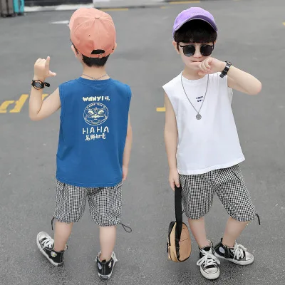 

Детская одежда, повседневный костюм для маленьких мальчиков, Новинка лета 2020, жилет без рукавов + шорты, костюм из 2 предметов, комплекты одеж...