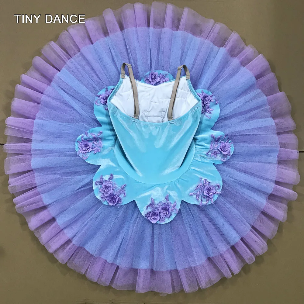 Aqua Blue балетная пачка бархатный лиф с Mauve 7 слоев плиссированные тюлевые балетное с юбкой пачкой пачка для выступлений костюмы BLL140
