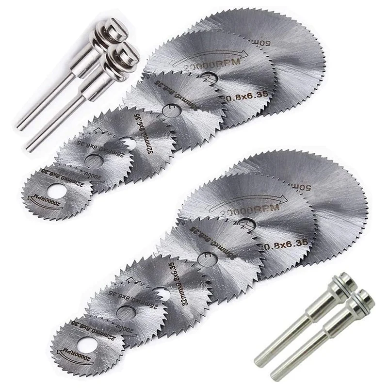 

Дисковые пилы из быстрорежущей стали с оправками, 16 шт., 1/8 дюймов и 1/4 дюйма, для вращающихся инструментов Dremel