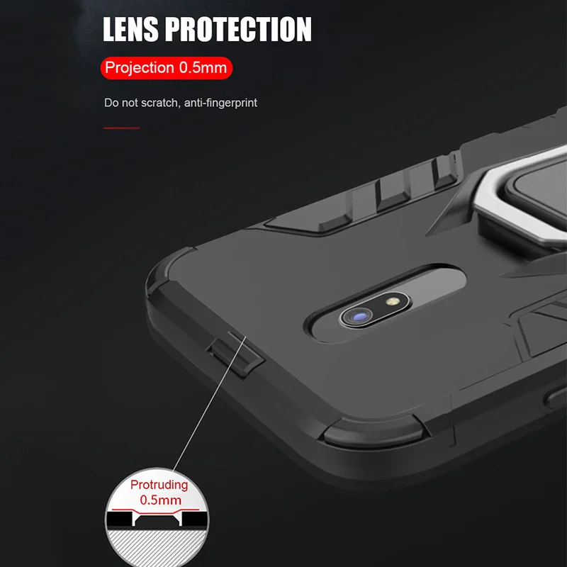 Кольцо Броня чехол для Redmi 8 Чехол резиновый бампер магнитный автомобильный