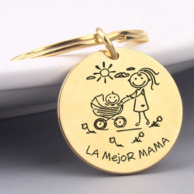 gold Испанский круглый брелок с надписью «LA Mejor MAMA'' брелок подарки для мамы шикарная Ювелирная ключница аксессуар на День Матери - Цвет: gold