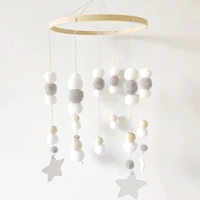 nordic wind chimes girls boys bedroom mobile felt ball bed bell wooden beads pendant baby room nursery decorations photo props