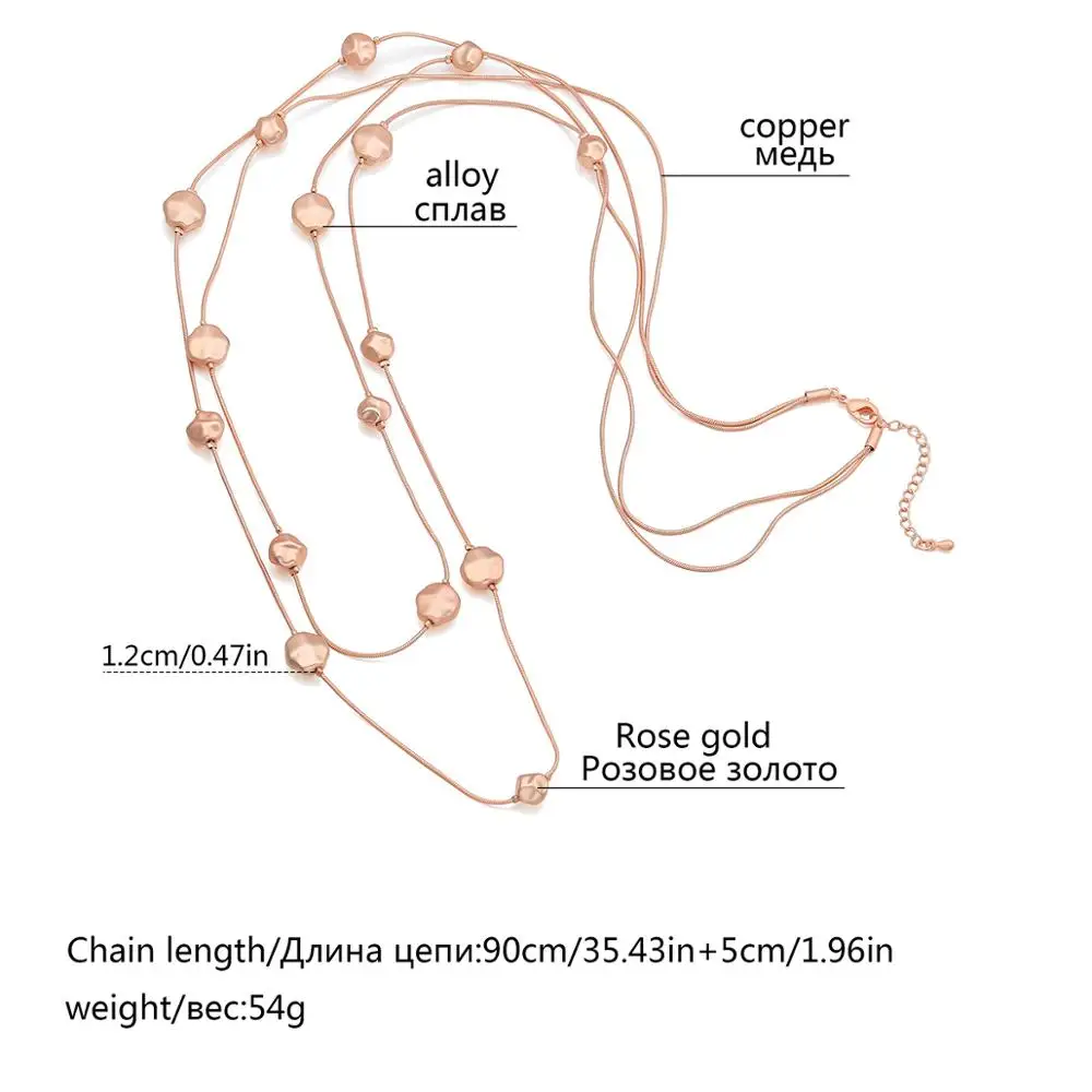 Женское длинное ожерелье с бусинами золотистого или черного цвета вечерние