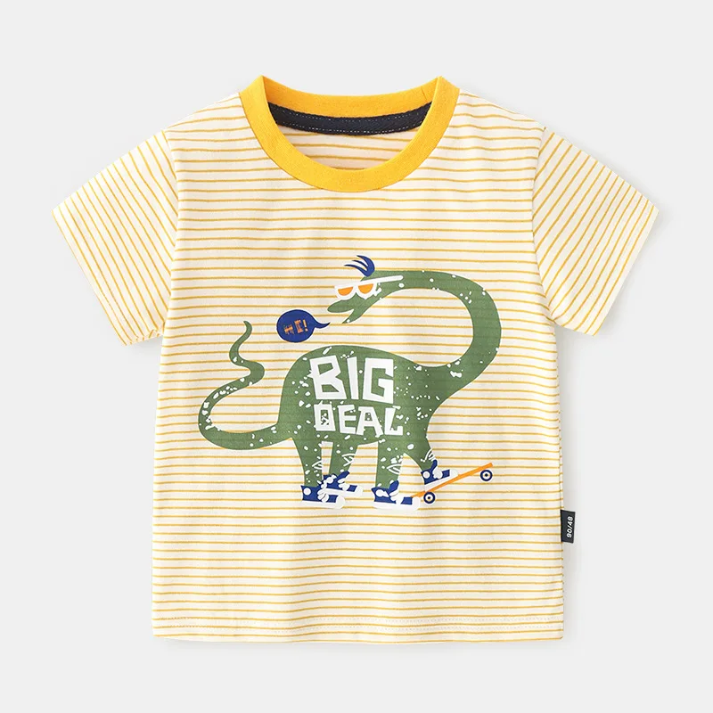 Летняя детская футболка с коротким рукавом 2020 Топы для мальчиков желтая рубашка