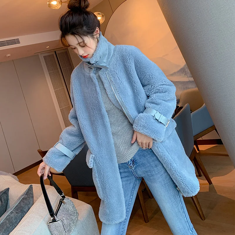 Пальто с натуральным мехом Женская осенне-зимняя куртка одежда 2020 корейские