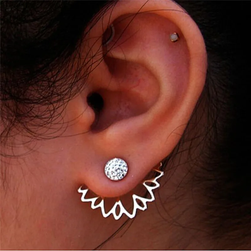 Серьги гвоздики женские ажурные с листьями Модные клипсы каффы Для Пирсинга Ушей