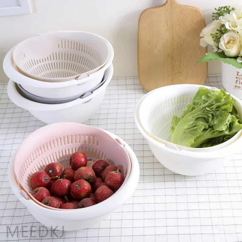 1 шт. съемная двухслойная полая сливная корзина для фруктов и овощей