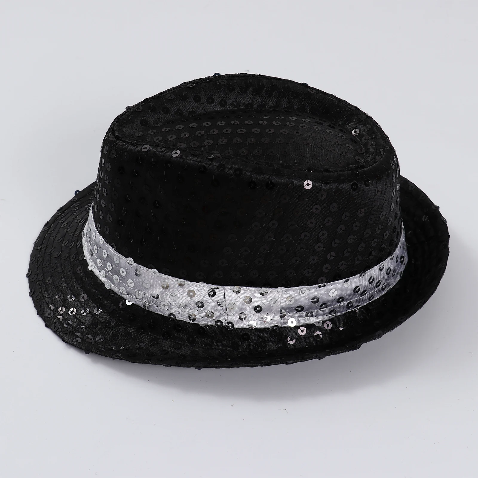 

Shiny Sequins Jazz Hat Stage Dance Performance Fedoras Kids Adult Cosplay Party Hats Fashion Patchwork Hip Hop Magic Cap Fedoras