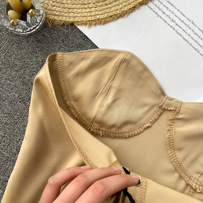 

Foamlina Sexy Strapless Crop Top Ins New Fashion Summer Women Streetwear Solid Lace-up Bandage Back Skinny Party Club Tops