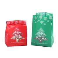 50pcs christmas plastic candy treat bag snowflake xmas tree baking cookies biscuit gifts packaging container decoration