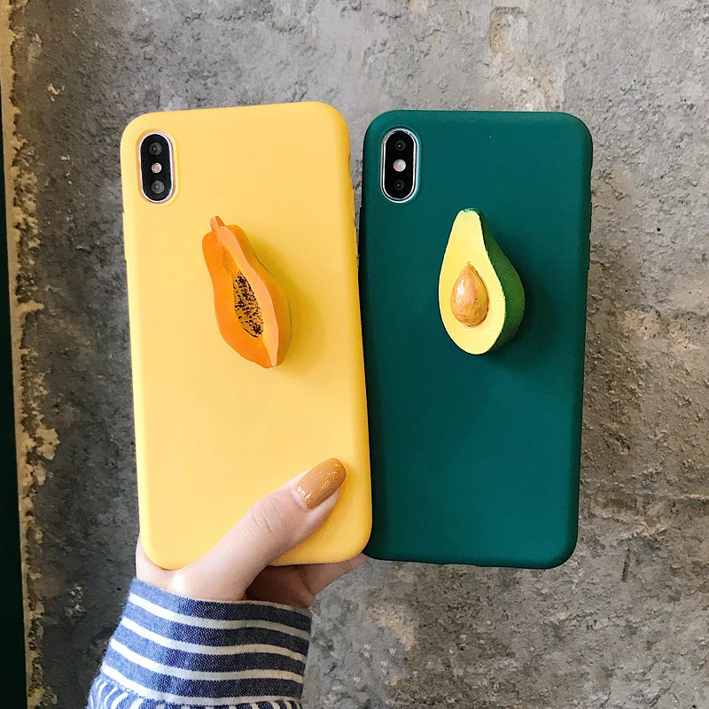 3D милый чехол для телефона с фруктами и авокадо iPhone 11 Pro Max X XR XS MAX защитный 8 7 Plus 6s