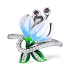 Модные эмалевые кольца с зелеными листьями и цветами для женщин, изящные женские кольца с фианитом, обручальные ювелирные изделия для свадьбы