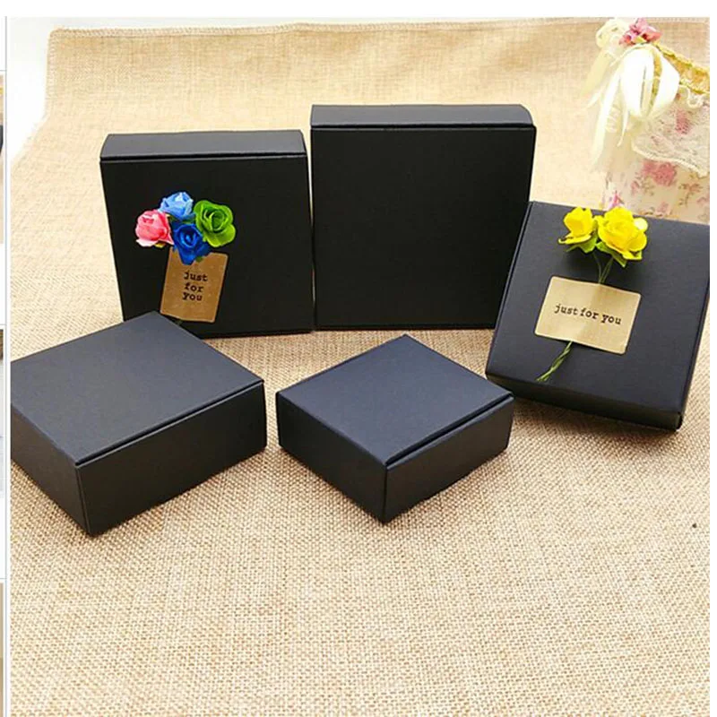 

21 sizes Small Black Cardboard gift box,white Package paper carton box kraft paper handmade soap packaging craft box folding
