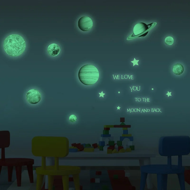 

Luminescent Nine Planets Moon Stickers Decorate Children's Rooms With Luminous Wall Stickers