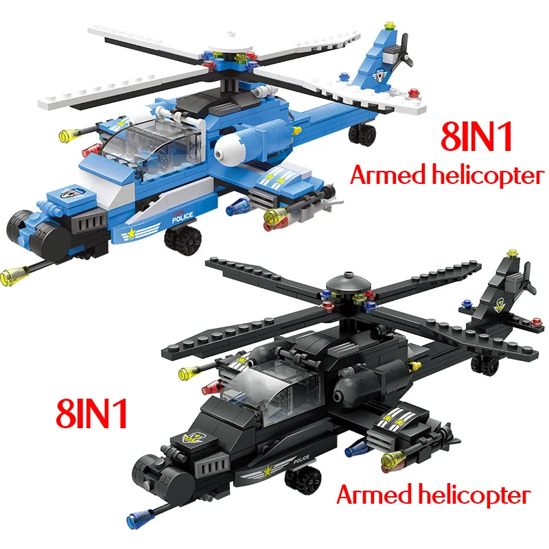 8 в 1 блоки наборы совместимые спецназ автомобиль Лодка вертолет город полиция