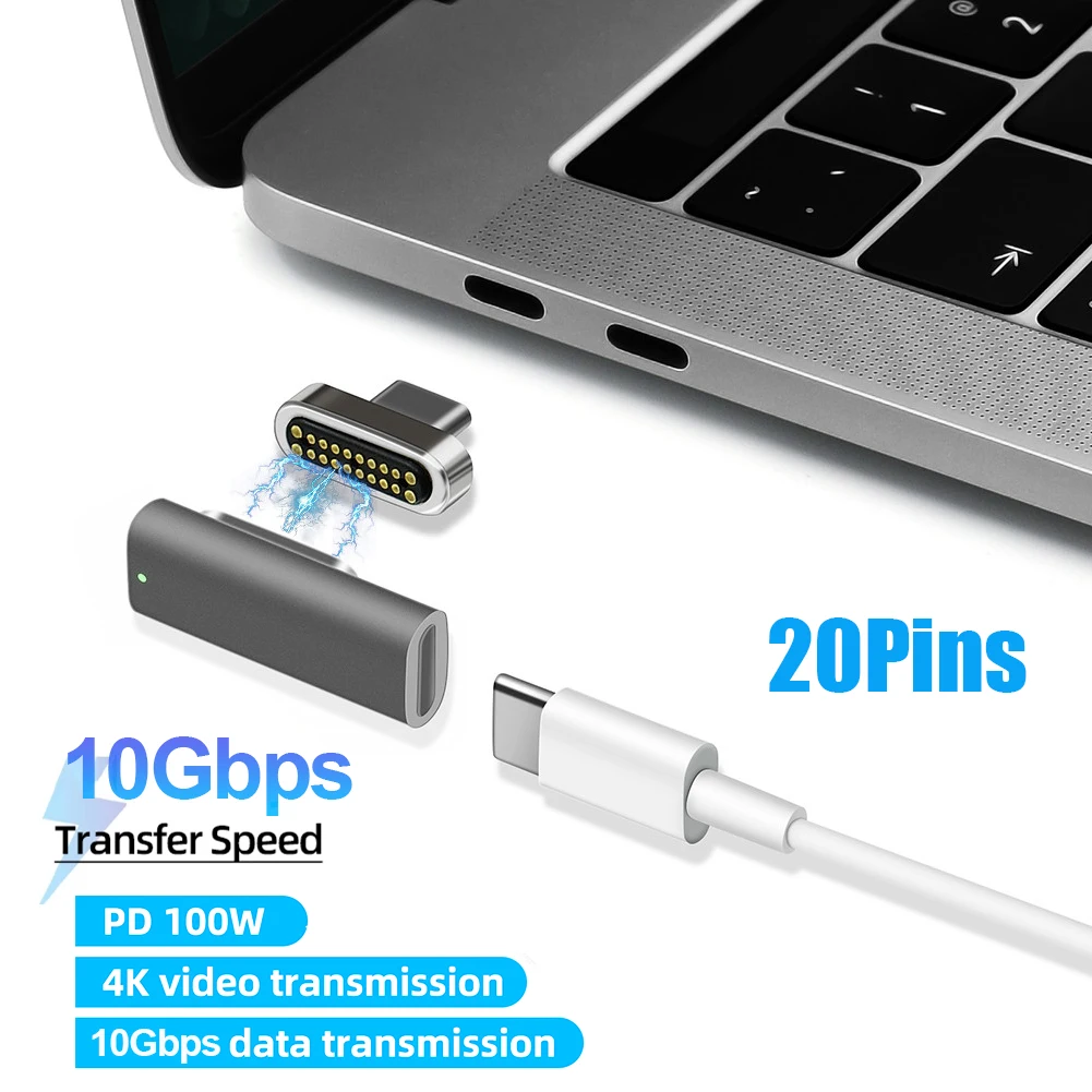 PD 100 Вт 20pin USB C Магнитный адаптер 3 1 преобразователь 4K 10Gbp/s передача данных видео