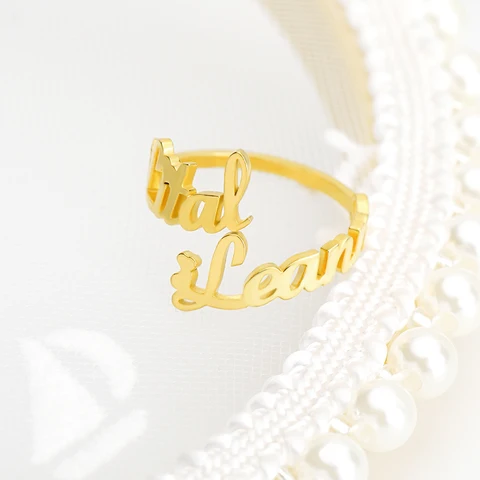 Изысканные украшения двухслойные кольца с именем на заказ, регулируемые кольца ручной работы из нержавеющей стали для женщин, подарок для подруги