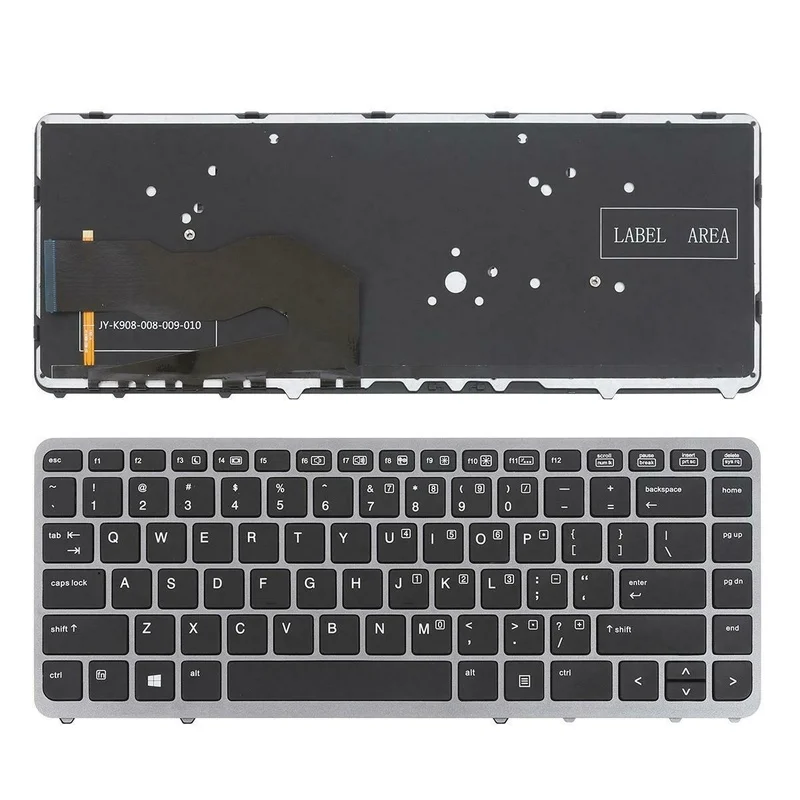 

US keyboard for HP EliteBook 840 G1 850 G1 SILVER FRAME BLACK backlit no point