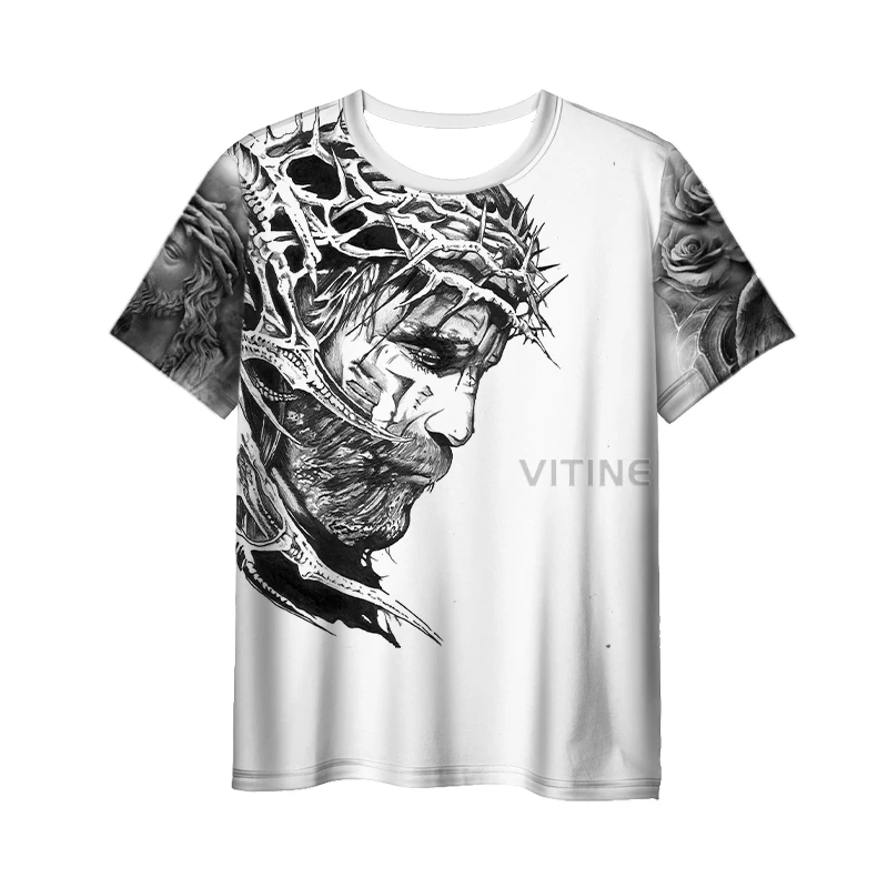 

New Fashion 3D Print Jesus Men Women T-shirt Casual Style Design Short Sleeves Summer Handsome Tee W06