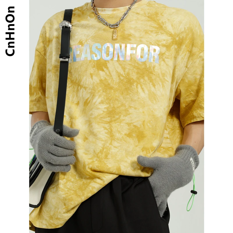 

New Summer Style Tie-Dye Printed T-shirt Men's Trendy Loose Short Sleeve Top M1-E-832