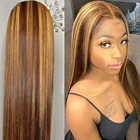 Парик хайлайтер цветные человеческие волосы парики для черных женщин предварительно выщипанные прямые кружевные передние парики Remy перуанские прямые человеческие волосы парик