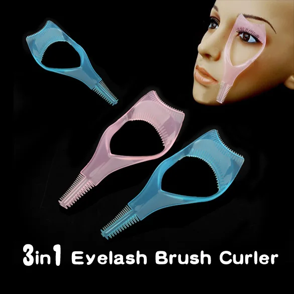 3 in 1 EyeLash Curler Mascara Brush Applicator Guid Comb Multifunction Cosmetic Eye Makeup Aid Tool Help Brushing Eyelash |