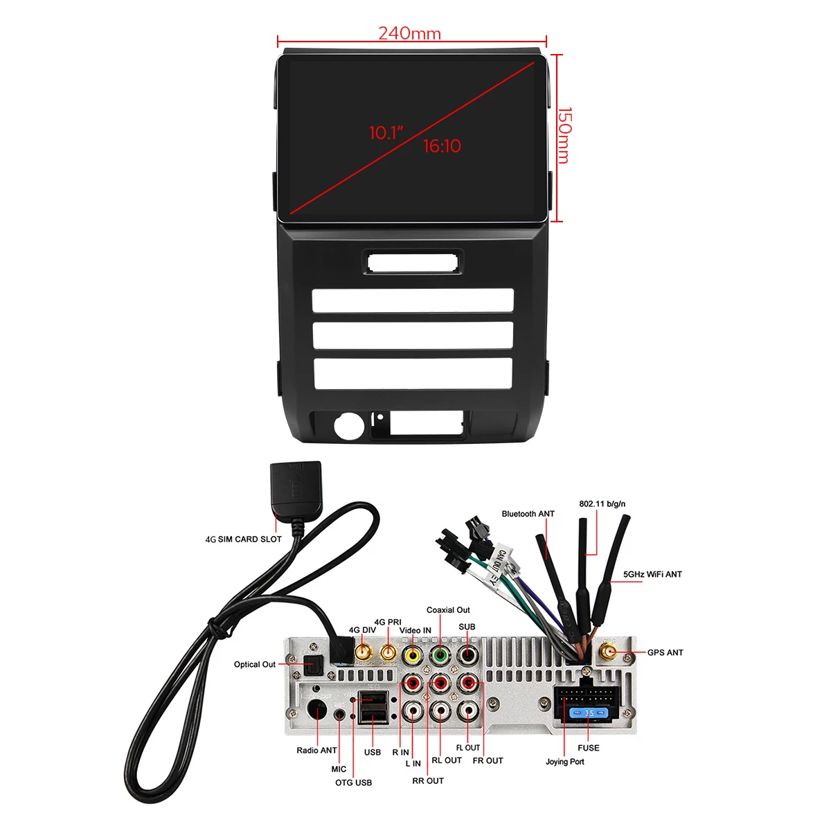 저렴한 JOYING 10 인치 안 드 로이드 자동차 라디오 스테레오 헤드 유닛 테이프 레코더 포드 F-150 F150 2010 지원 무선 안 드 로이드 자동 Carplay