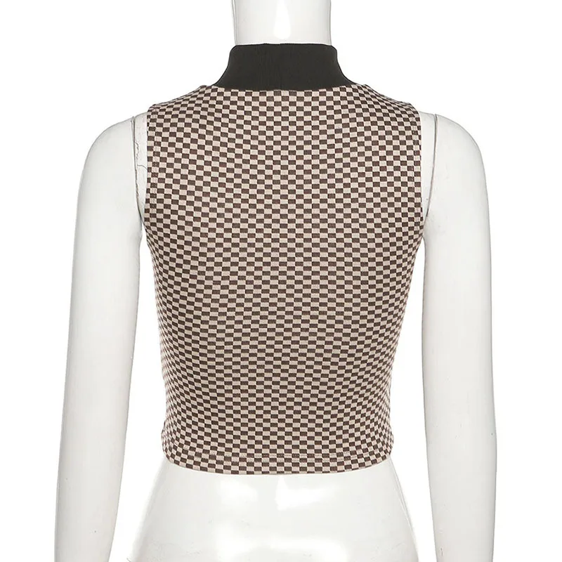 

2021 New Summer Fashion Casual Slim Stretch Wild Basic Female Tank Top New Simple Plaid Was Thin Streetwear Vest Women Y2k Top