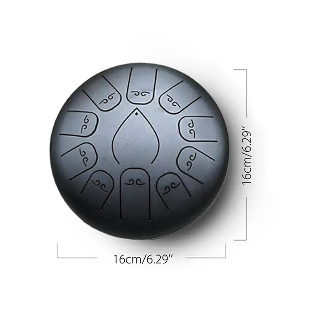 12 дюймов 11 нот D Основной стальной язык барабан Handpan ручной барабан с барабанчиками с пальчиковыми кроватками Йога Медитация Zazen Релакс