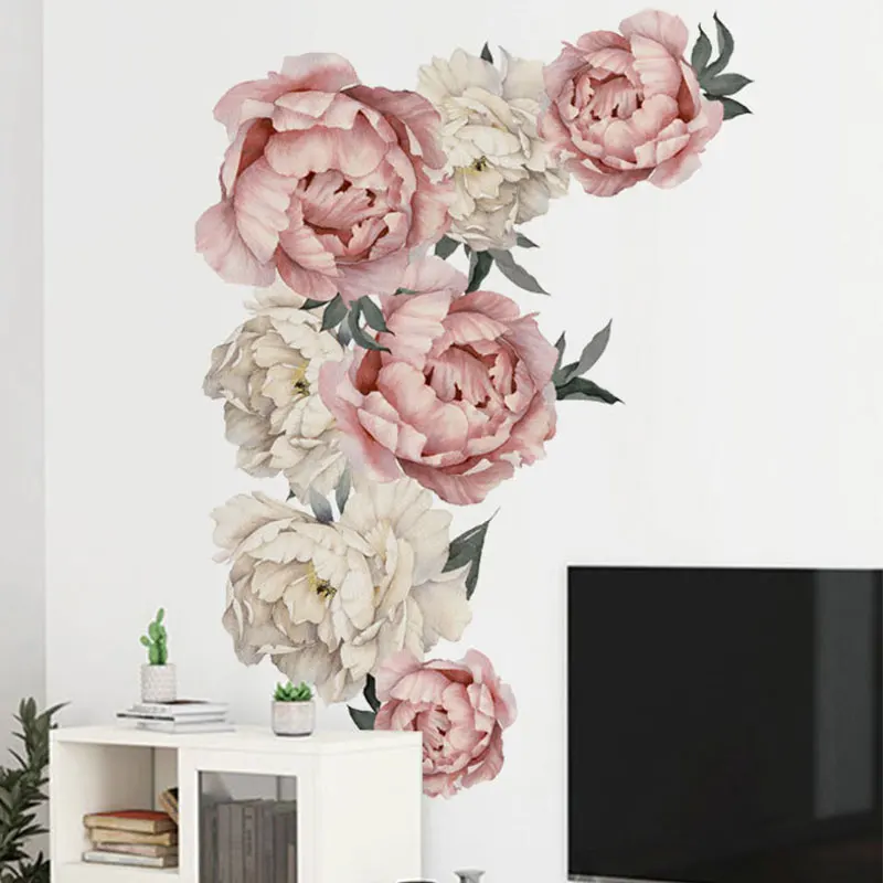 40*60 см ПВХ большие розовые фотонаклейки Романтические цветы домашний декор для