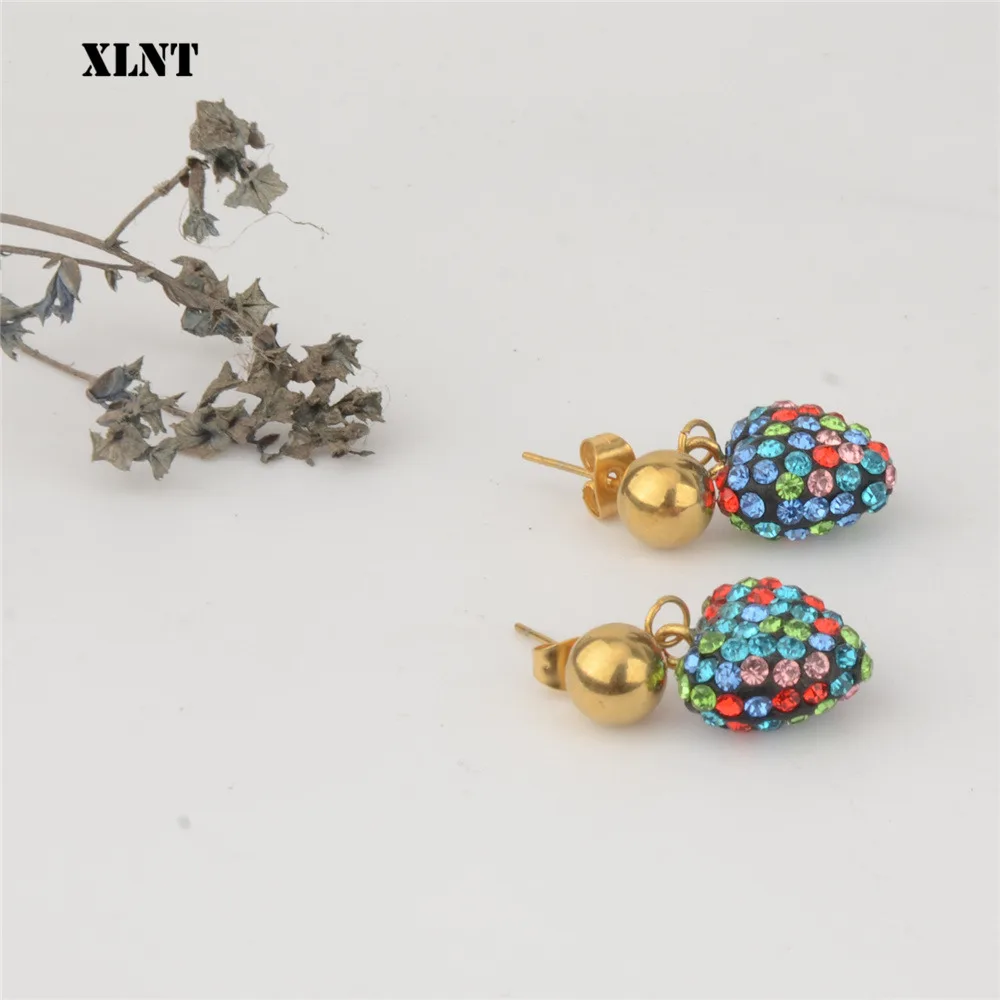 XLNT модные золотые Цвет в форме сердца геометрической формы висячие серьги виде