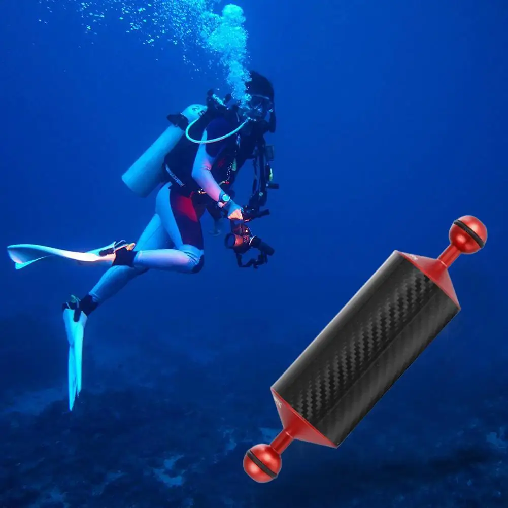 8/10 inch Carbon Fiber Float Buoyancy Aquatic Arm Double Ball Floating Mount for Diving Camera Underwater Tray