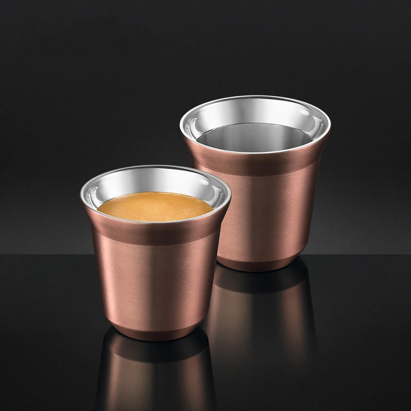 

80ml 160ml Set of 2, Espresso Mugs Double Wall Stainless Steel Espresso Cups Set,Insulated Coffee Mugs Last for Years Easy Clean