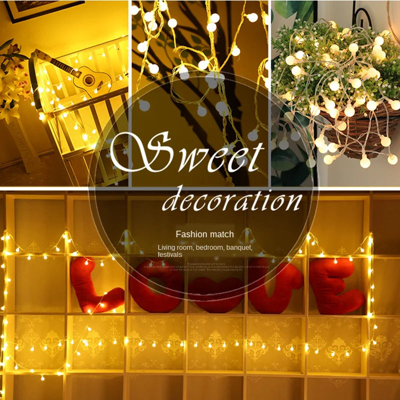 

Fairy Lights 1M/3M Ball LED String Lights Battery-operated Garland Festoon Led Light for Wedding Decoration Christmas Lights