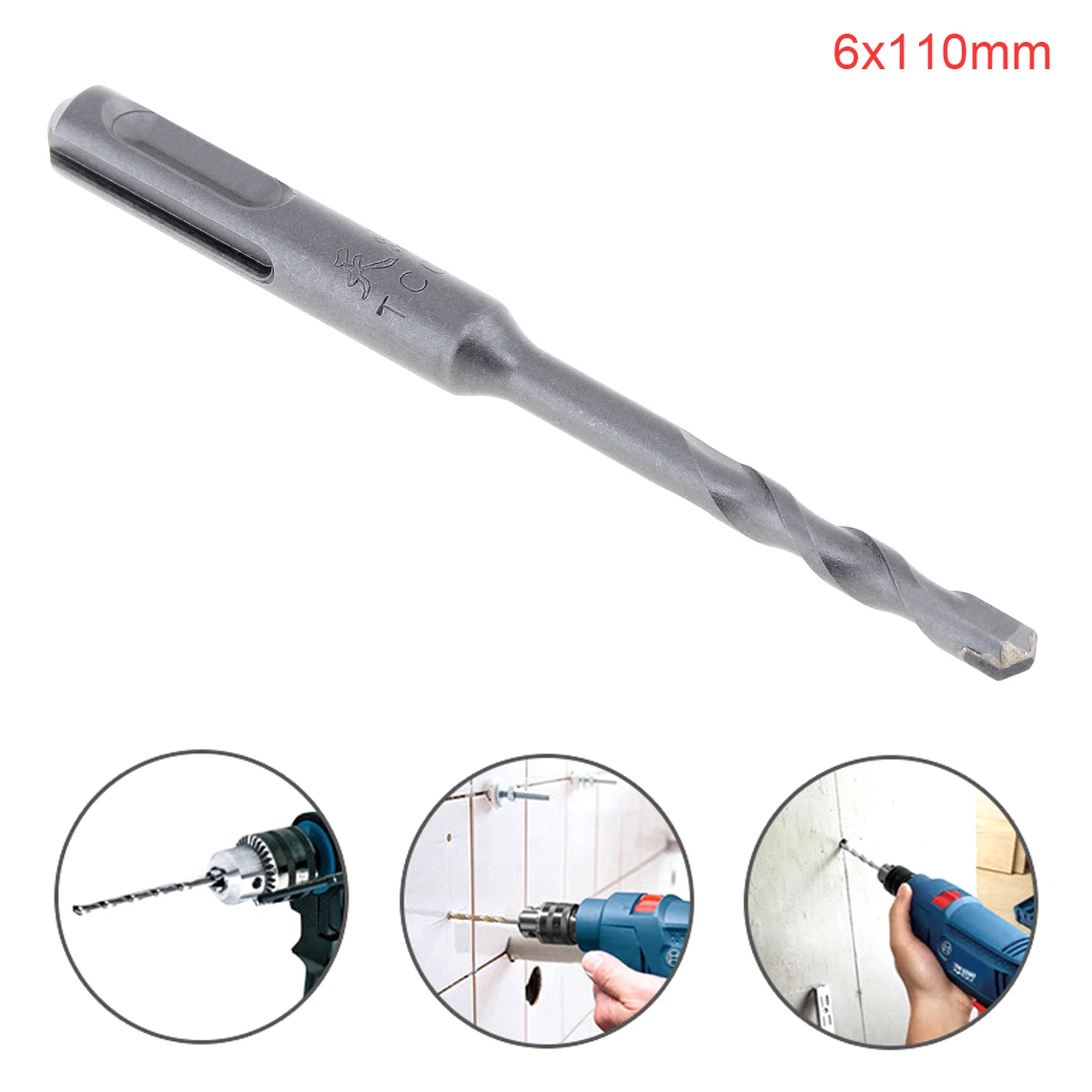 

Hard Alloy 6x110mm Twist Drill Bit Round Shank Rotary Hammer Concrete Masonry Drill Bit for Electric Drills / Drilling Machines