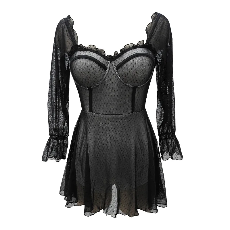 

Maillot For Women Beach Swimsuit 2020 1 Piece Swimwear Bottom Female One With Skirt Korean Ins Poise Hot Bath Dot Polyester