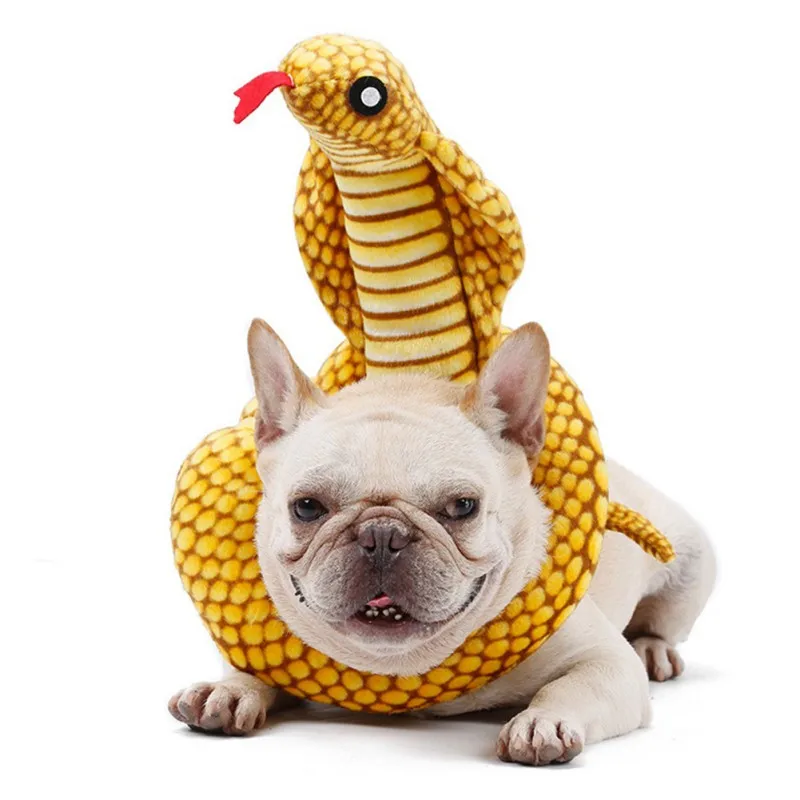 Плюшевая игрушка для собак вокал змея ошейник украшение имитация змеи пищащая