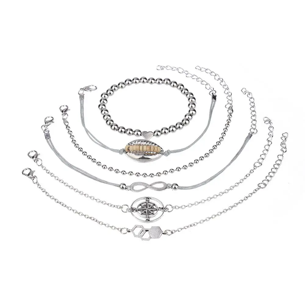 6 шт./компл. винтажные браслеты в богемном стиле серебряный корпус геометрический